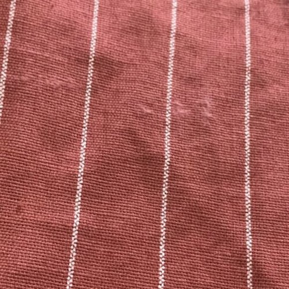 Japna Striped Linen Blend Dress Vintage Overall Feel Crisscross Back Pinafore M - Picture 9 of 11